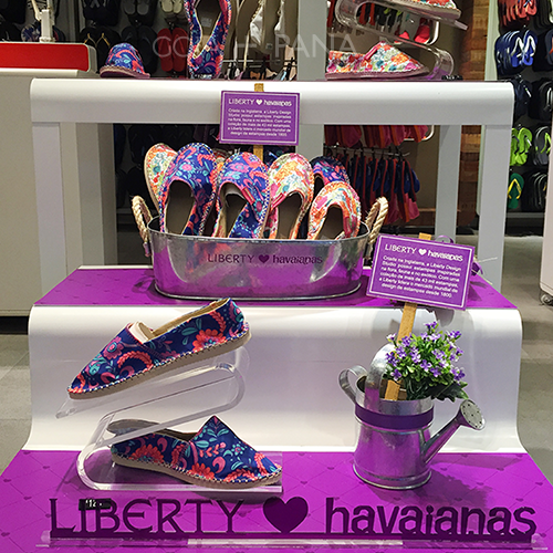 Campanha da Havaianas para a nova coleção em parceria com a Liberty London.